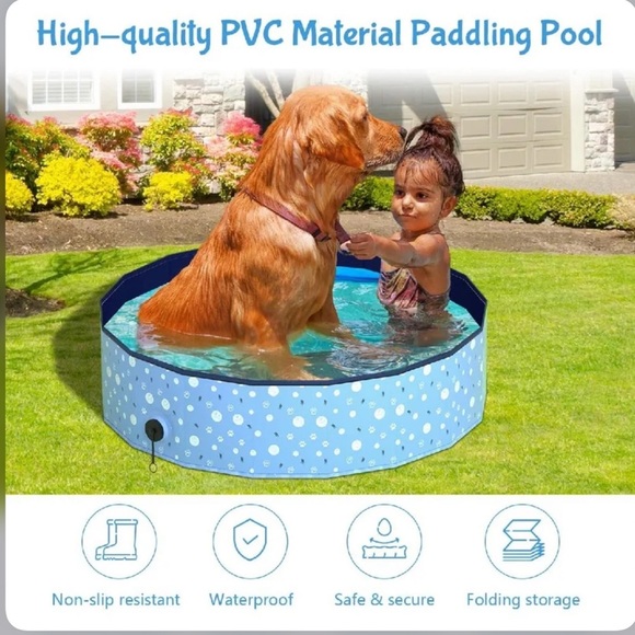 Pet Dog Swimming Pool, Portable PVC Pet Dog Pool, Collapsible Non-Slip Puppy - Picture 6 of 9